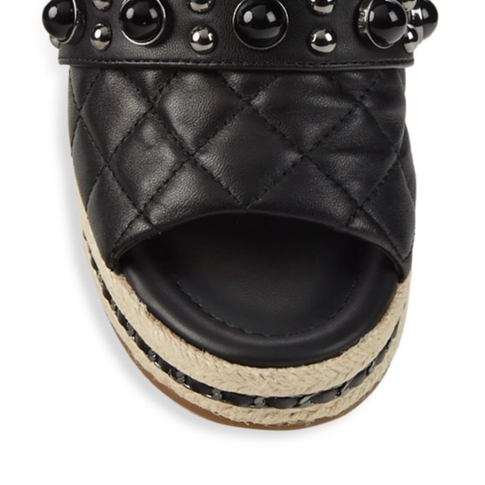 KARL LAGERFELD PARIS Camela Leather Wedge Sandals Black - Picture 4 of 4
